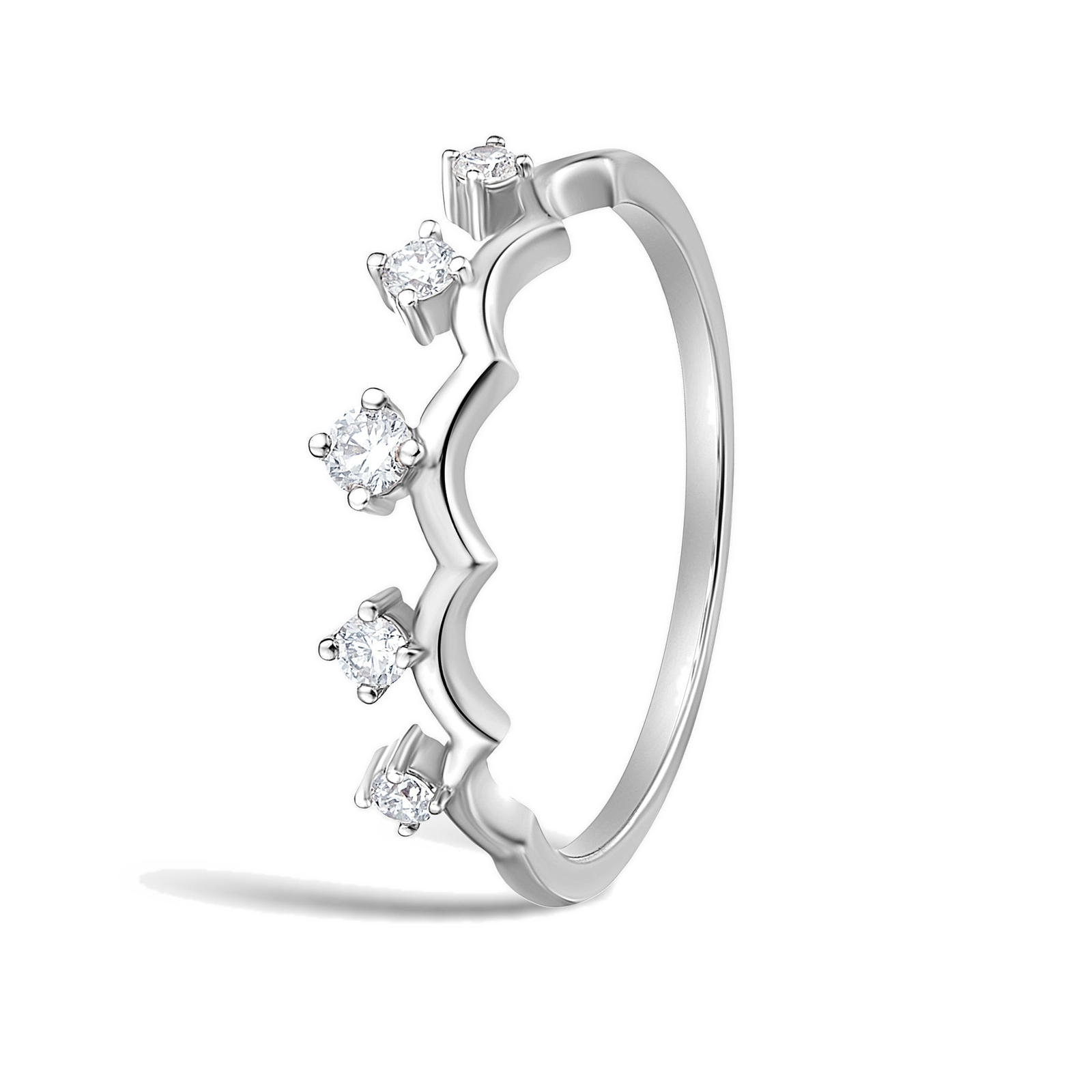 Rhea Crown Stackable Half Eternity Diamond Band in 18K White Gold second product view