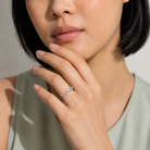 Rhea Crown Stackable Half Eternity Lab-Grown Diamond Band in 18K White Gold, worn on hand