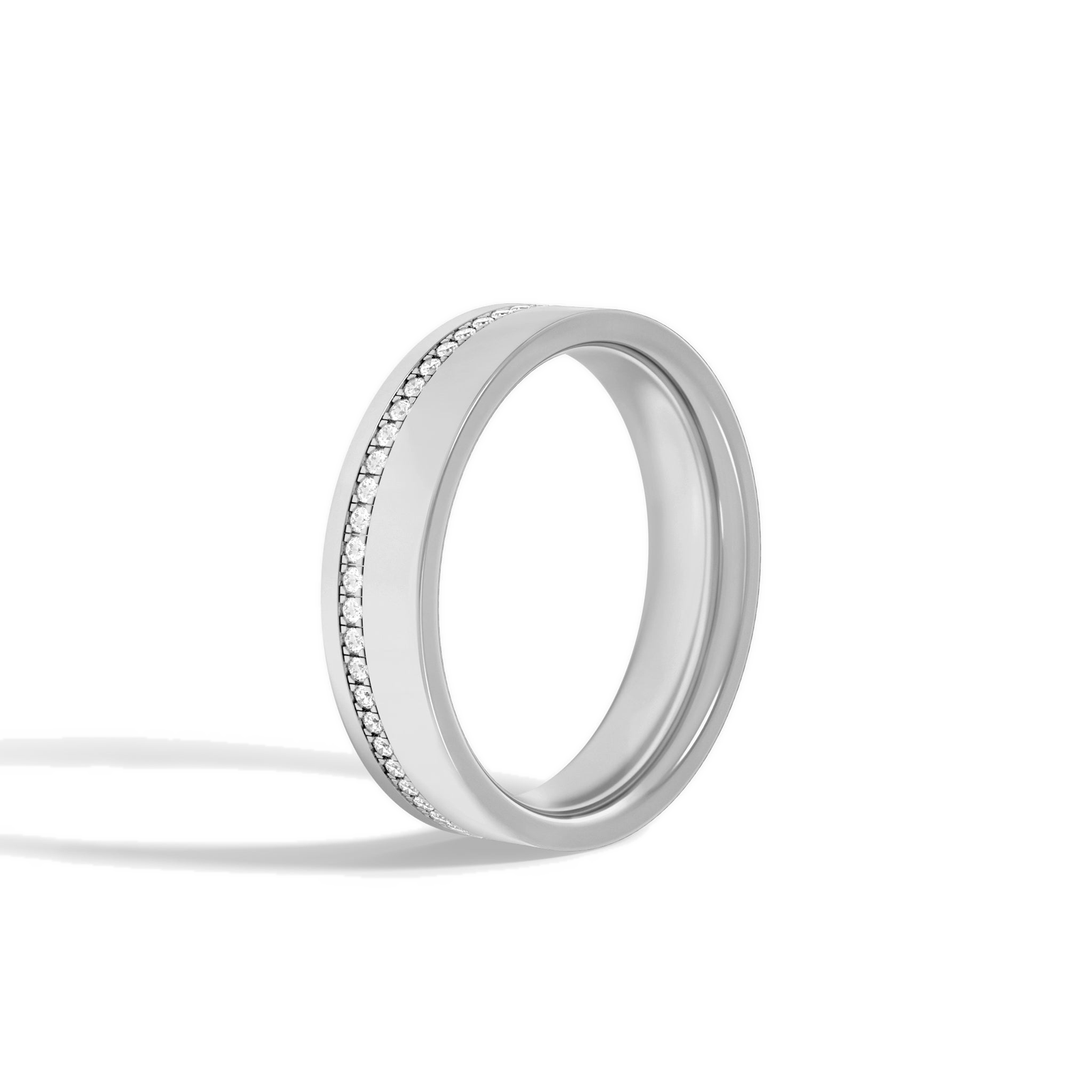 Hera Channel Flat Edge Eternity Diamond Wedding Band in Platinum second product view