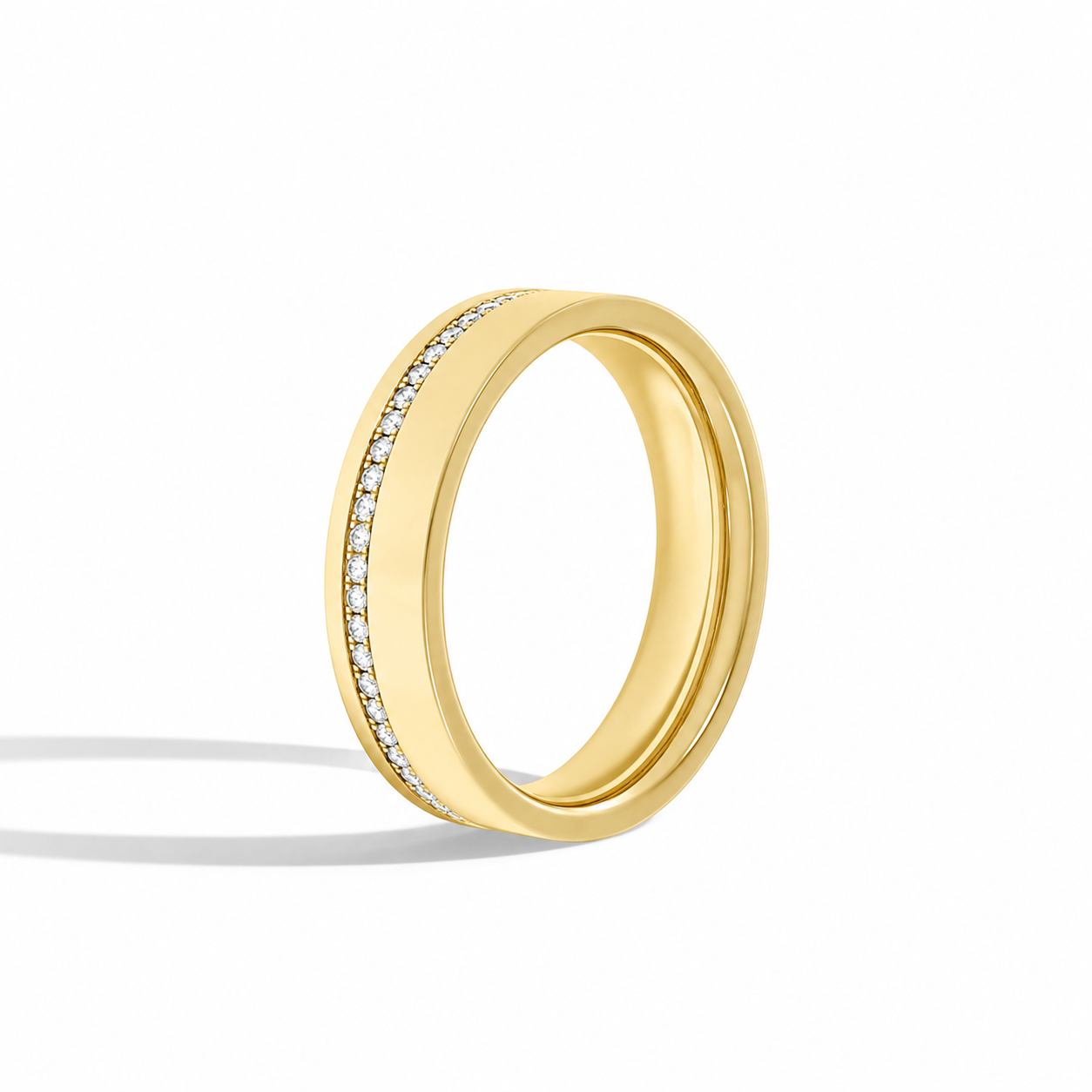 Hera Channel Flat Edge Eternity Diamond Wedding Band in 18K Yellow Gold second product view