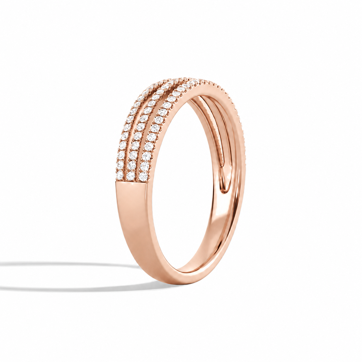 Cressida Luxe Triple Split Shank Diamond Ring in 14K Rose Gold second product view