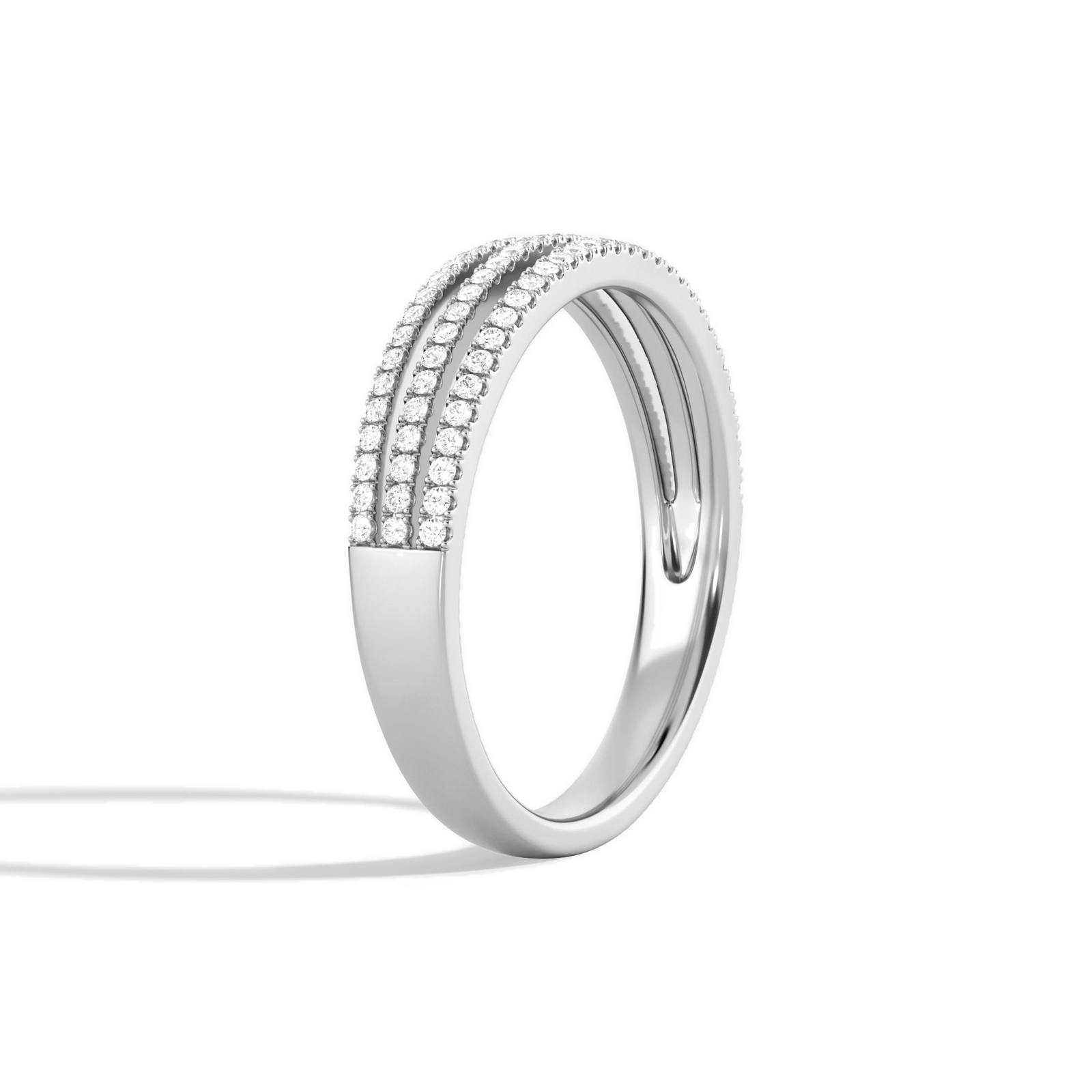 Cressida Luxe Triple Split Shank Diamond Ring in 18K White Gold second product view