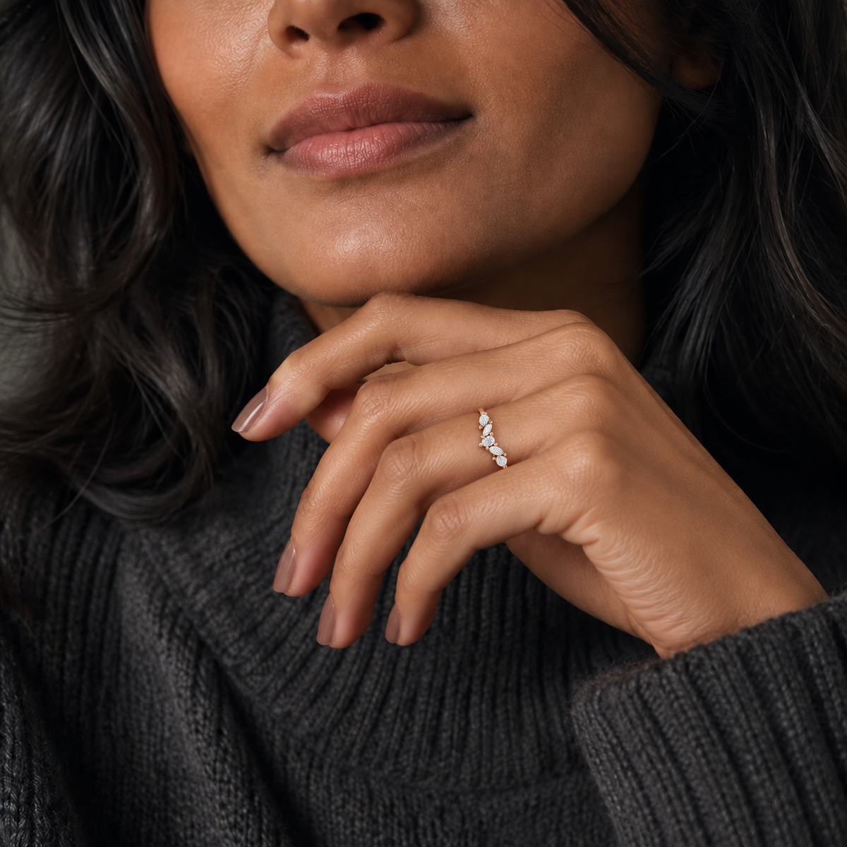 Mabelle Luxe Lab-Grown Diamond Ring in 14K Rose Gold, worn on hand