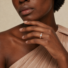 Jessamine Ribbed Shank Four Prong Solitaire Lab-Grown Diamond Ring in 14K Rose Gold, worn on hand