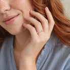 Brielle Stackable Wave Stacking Lab-Grown Diamond Ring in 14K Rose Gold, worn on hand