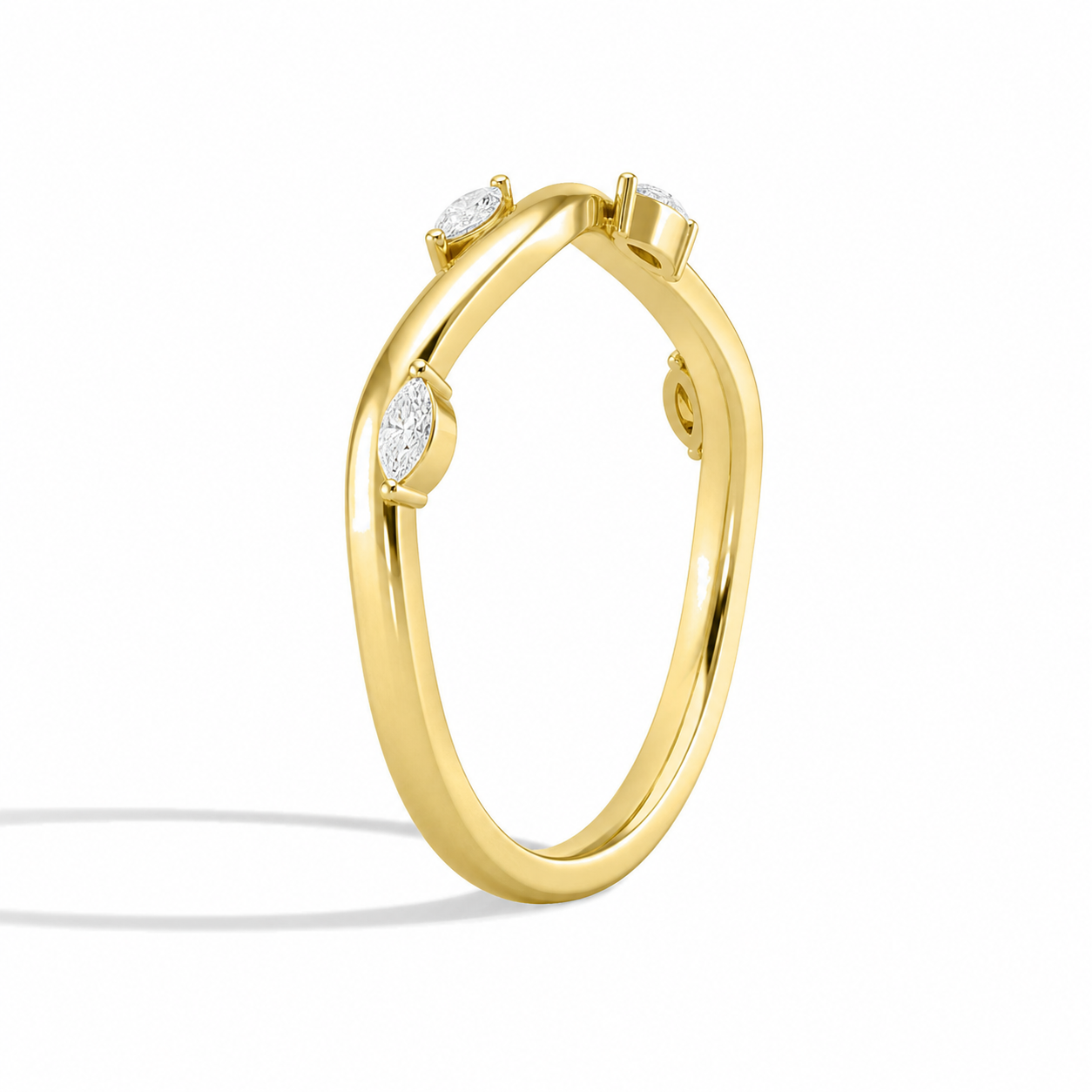 Brielle Stackable Wave Stacking Diamond Ring in 14K Yellow Gold second product view