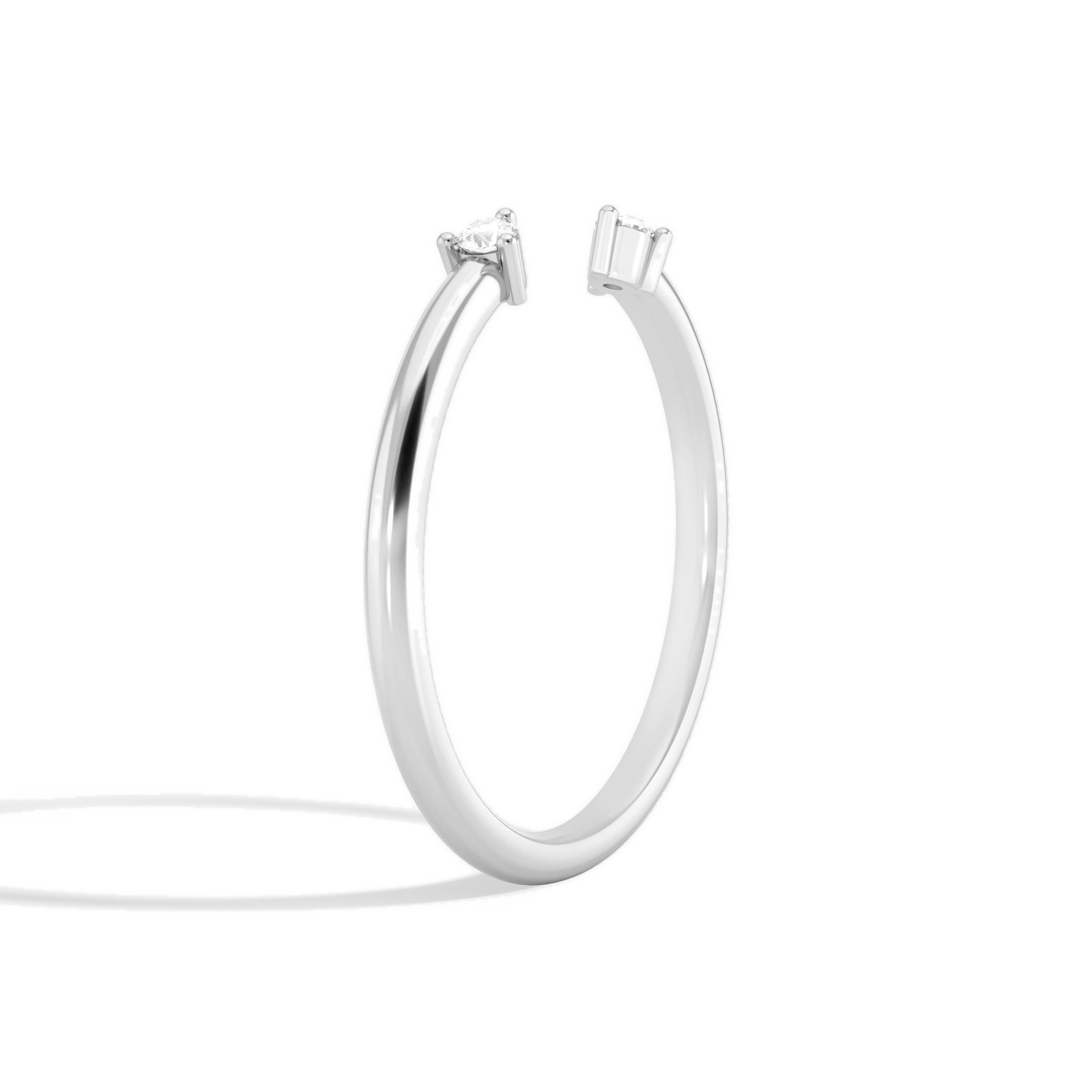 Valen Toi Et Moi Three Prong Duo Solitaire Open Diamond Ring in 18K White Gold second product view