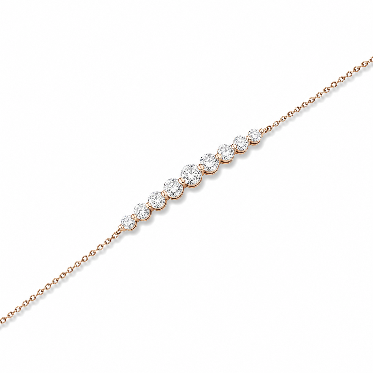 Aveline Brilliant Graduated Curve Diamond Bracelet in 14K Rose Gold second product view