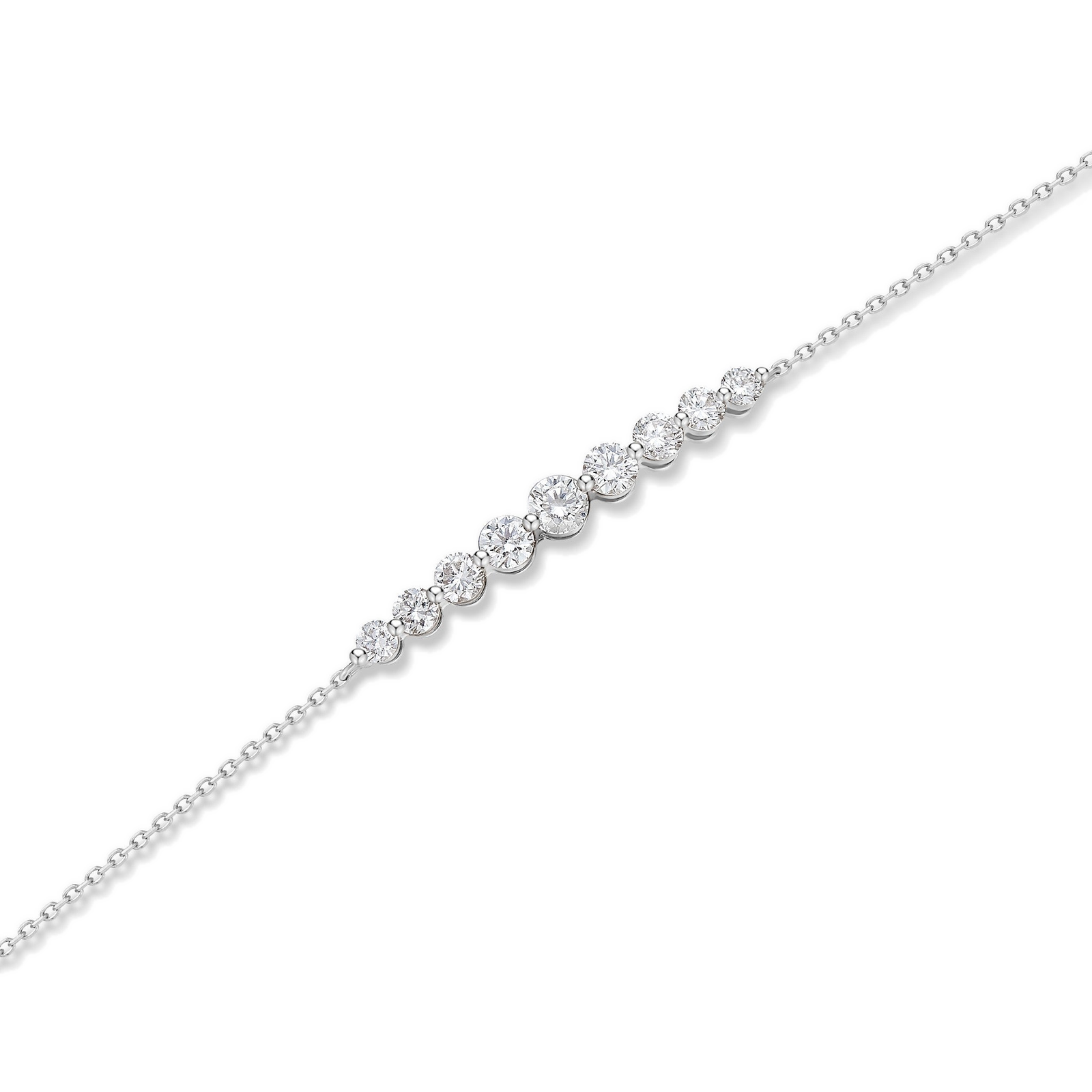 Aveline Brilliant Graduated Curve Diamond Bracelet in 18K White Gold second product view