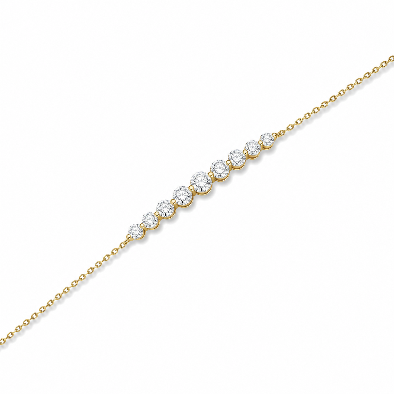 Aveline Brilliant Graduated Curve Diamond Bracelet in 14K Yellow Gold second product view