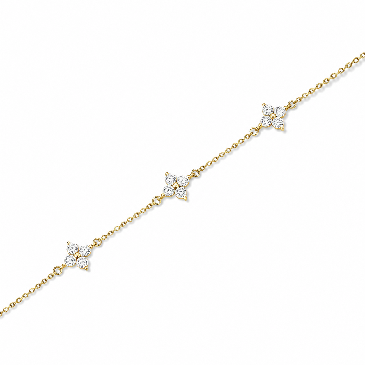 Mirabel Fleur Multi Station Charm Diamond Bracelet in 14K Yellow Gold second product view