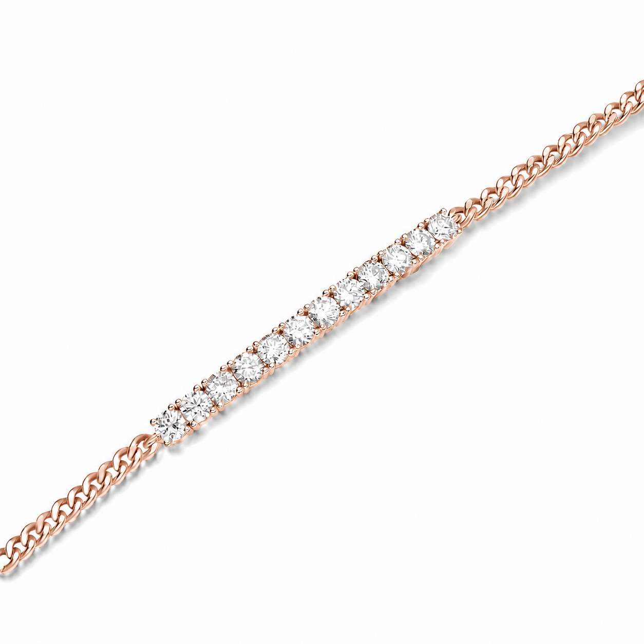 Zinnia Brilliant Bar Diamond Bracelet in 14K Rose Gold second product view