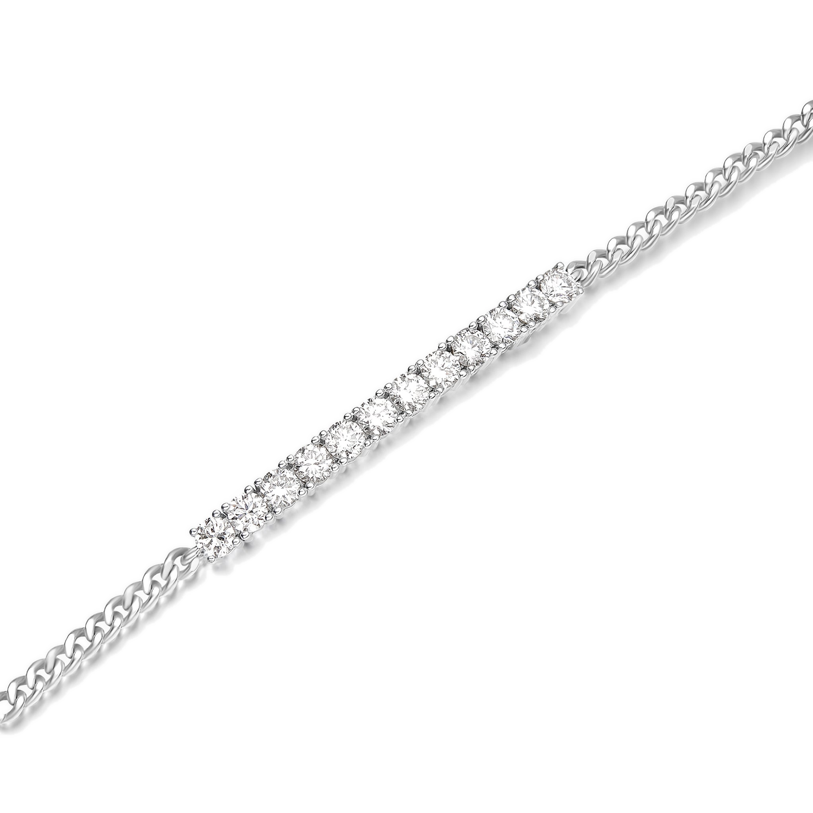 Zinnia Brilliant Bar Diamond Bracelet in 14K White Gold second product view