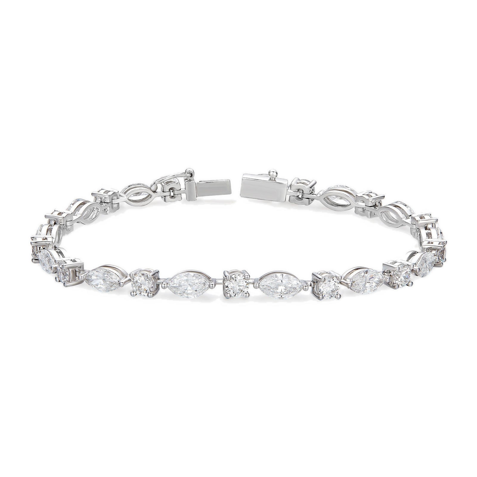 Aurelia Multi Shape Diamond Tennis Bracelet in 14K White Gold second product view