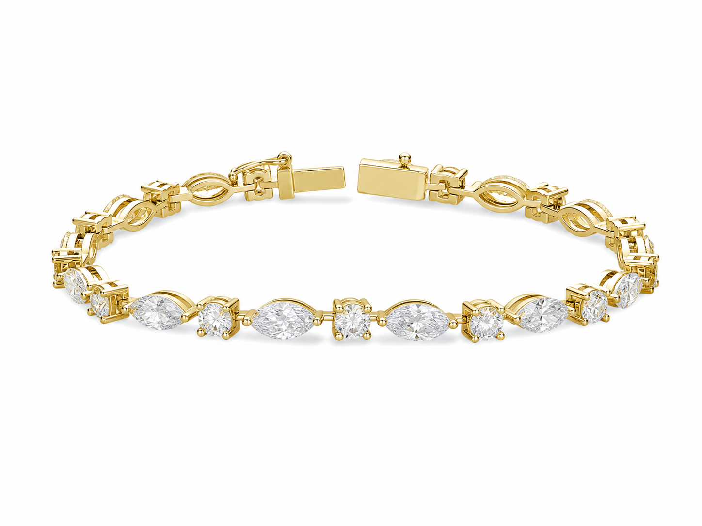 Aurelia Multi Shape Diamond Tennis Bracelet in 18K Yellow Gold second product view
