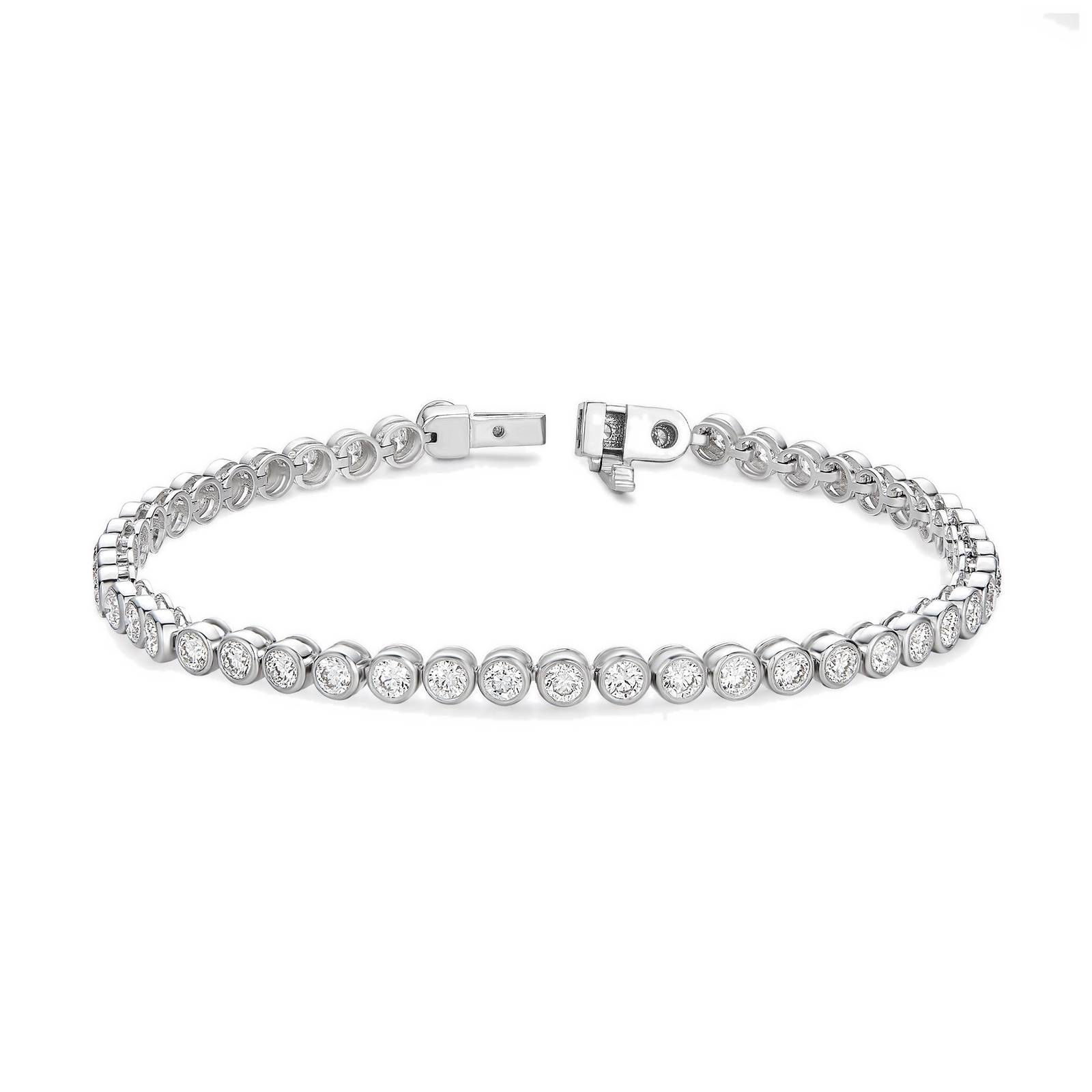 Faye Brilliant Bezel Diamond Tennis Bracelet in 14K White Gold second product view
