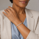 Soleia Four-Prong Brilliant Lab-Grown Diamond Tennis Bracelet in 18K White Gold, worn on wrist