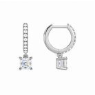 Fiorella Asscher Accented Drop Huggie Hoop Lab-Grown Diamond Earrings in 14K White Gold, alternate product view