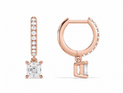 Fiorella Asscher Accented Drop Huggie Hoop Diamond Earrings in 14K Rose Gold second product view