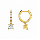 Fiorella Cushion Accented Drop Huggie Hoop Lab-Grown Diamond Earrings in 14K Yellow Gold, alternate product view
