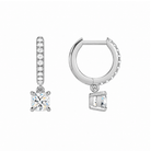 Fiorella Cushion Accented Drop Huggie Hoop Lab-Grown Diamond Earrings in 18K White Gold, alternate product view