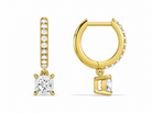 Fiorella Cushion Accented Drop Huggie Hoop Diamond Earrings in 18K Yellow Gold second product view