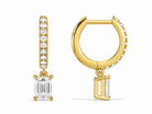 Fiorella Emerald Accented Drop Huggie Hoop Diamond Earrings in 18K Yellow Gold second product view