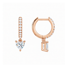 Fiorella Heart Accented Drop Huggie Hoop Lab-Grown Diamond Earrings in 14K Rose Gold, alternate product view