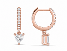 Fiorella Heart Accented Drop Huggie Hoop Diamond Earrings in 14K Rose Gold second product view