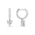Fiorella Heart Accented Drop Huggie Hoop Diamond Earrings in 18K White Gold second product view