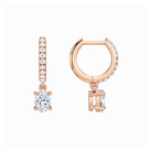 Fiorella Oval Accented Drop Huggie Hoop Lab-Grown Diamond Earrings in 14K Rose Gold, alternate product view