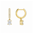 Fiorella Oval Accented Drop Huggie Hoop Lab-Grown Diamond Earrings in 14K Yellow Gold, alternate product view
