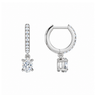 Fiorella Oval Accented Drop Huggie Hoop Lab-Grown Diamond Earrings in Platinum, alternate product view