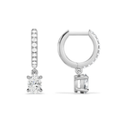 Fiorella Oval Accented Drop Huggie Hoop Diamond Earrings in 14K White Gold second product view