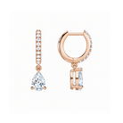 Fiorella Pear Accented Drop Huggie Hoop Lab-Grown Diamond Earrings in 14K Rose Gold, alternate product view