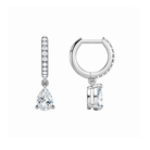 Fiorella Pear Accented Drop Huggie Hoop Lab-Grown Diamond Earrings in 14K White Gold, alternate product view