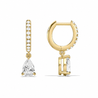 Fiorella Pear Accented Drop Huggie Hoop Diamond Earrings in 18K Yellow Gold second product view