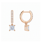Fiorella Princess Accented Drop Huggie Hoop Lab-Grown Diamond Earrings in 14K Rose Gold, alternate product view