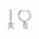 Fiorella Princess Accented Drop Huggie Hoop Lab-Grown Diamond Earrings in 14K White Gold, alternate product view