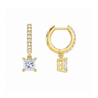 Fiorella Princess Accented Drop Huggie Hoop Lab-Grown Diamond Earrings in 18K Yellow Gold, alternate product view