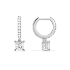 Fiorella Princess Accented Drop Huggie Hoop Diamond Earrings in Platinum second product view