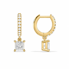 Fiorella Princess Accented Drop Huggie Hoop Diamond Earrings in 18K Yellow Gold second product view