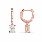 Fiorella Radiant Accented Drop Huggie Hoop Diamond Earrings in 14K Rose Gold second product view