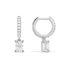 Fiorella Radiant Accented Drop Huggie Hoop Diamond Earrings in 18K White Gold second product view