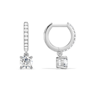 Fiorella Round Accented Drop Huggie Hoop Diamond Earrings in 14K White Gold second product view