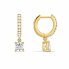 Fiorella Round Accented Drop Huggie Hoop Diamond Earrings in 18K Yellow Gold second product view