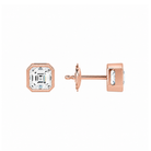 Jolie Asscher Bezel Solitaire Lab-Grown Diamond Stud Earrings in 14K Rose Gold, alternate product view