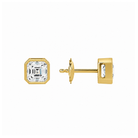 Jolie Asscher Bezel Solitaire Lab-Grown Diamond Stud Earrings in 14K Yellow Gold, alternate product view