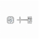 Jolie Asscher Bezel Solitaire Lab-Grown Diamond Stud Earrings in 18K White Gold, alternate product view