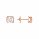 Jolie Asscher Bezel Solitaire Diamond Stud Earrings in 14K Rose Gold second product view